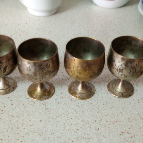 Liqueur glasses used, silver-plated