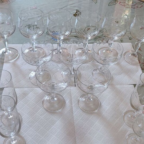 Vintage crystal stemmed glasses set of 15