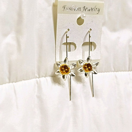 Silver-Gold Flower Earrings new