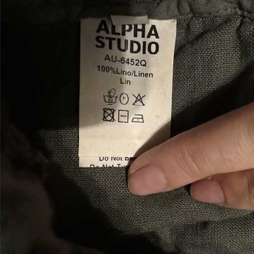 Alpha Studios linen pants, green, size M