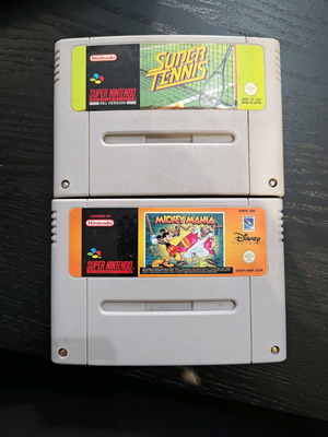 Super Nintendo Mickey Mania και Super Tennis παιχνίδια μεταχειρισμένα