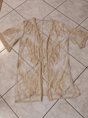 Transparent kimono like new with gold embroidered butterflies
