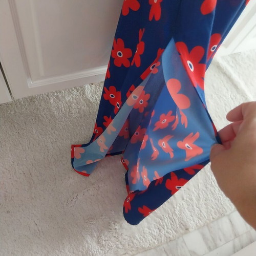 Maxi dress BSB used, blue fabric with red floral pattern