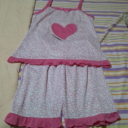 Pajamas white pink like new, size S, 90% cotton 10% polyester