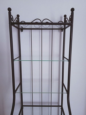 IKEA RONNSKAR metal shelf with glass shelves