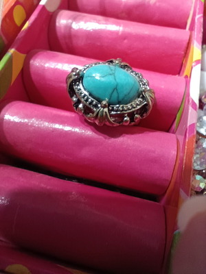 Silver vintage ring with semi-precious stone new, turquoise and silver