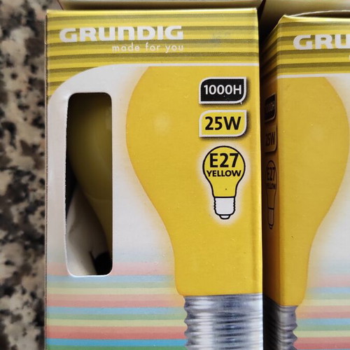 Yellow incandescent bulb 25W E27 Grundig new