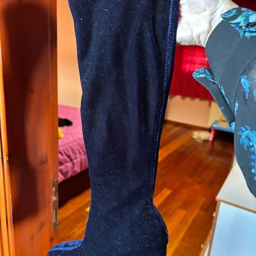 Zara velvet boots like new, size 35, blue