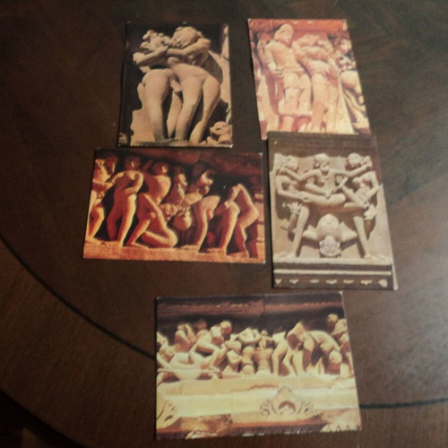 Erotic cards used, set of 5 from Indian erotic temple