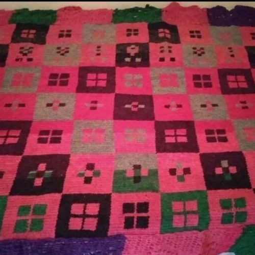Handmade knitted wool blanket like new, 1.75×1.25 m
