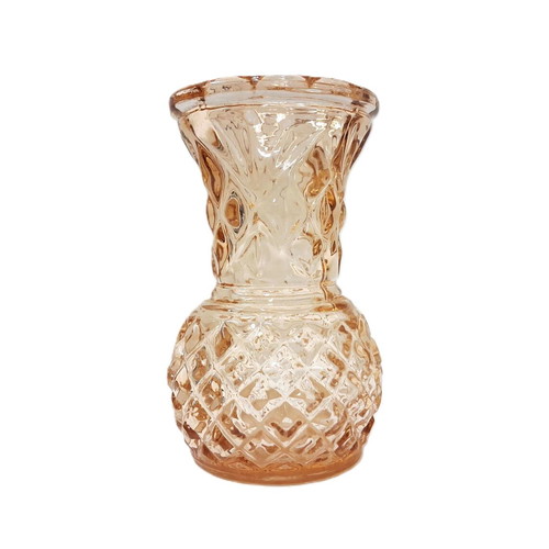 Vintage embossed glass vase 10 cm like new, amber tone