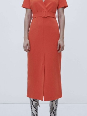 Zara dress XS new orange with belt
