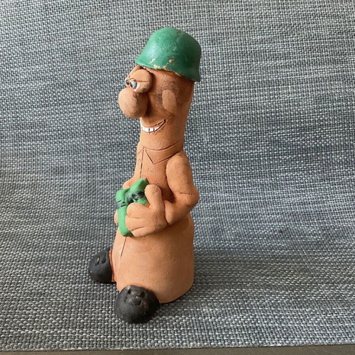 Clay figure smiling soldier with binoculars new