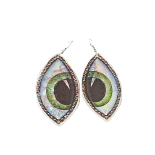 Large handmade earrings made from recycled plastic