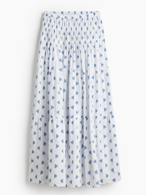 H&M high-waisted cotton skirt with embroidered design, new