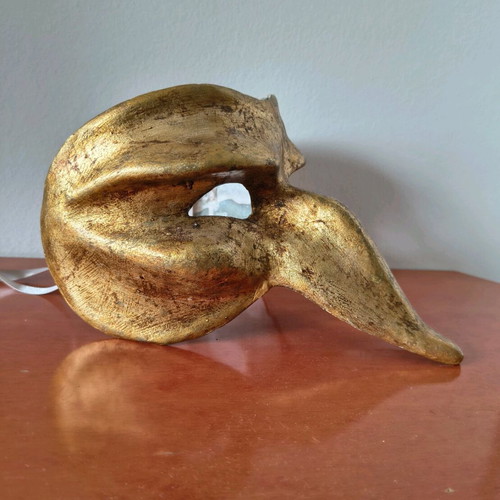 Venetian Scaramouche mask, gold Papier-mâché