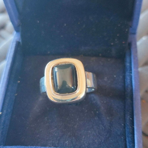 Silver 925 ring with genuine blue stone like new