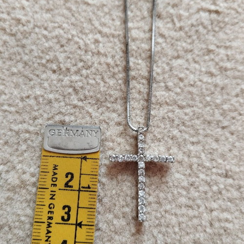 Silver cross with zircon new with chain