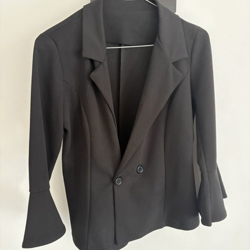 Black tailored jacket with flared sleeves, size S