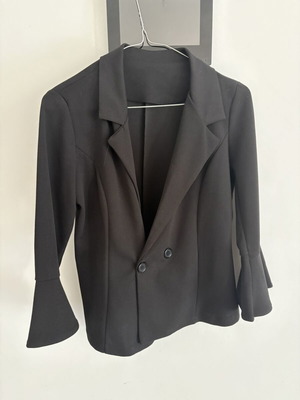 Black tailored jacket with flared sleeves, size S