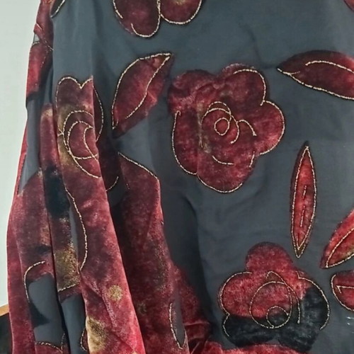 Scarf new, red velvet with thread embroidery