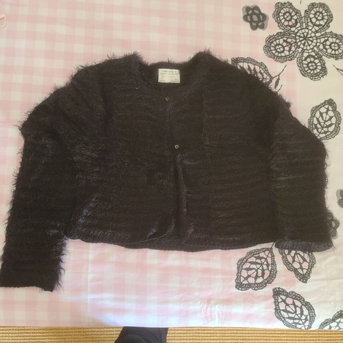 Girls' cardigan used, short black Zara size 152 cm