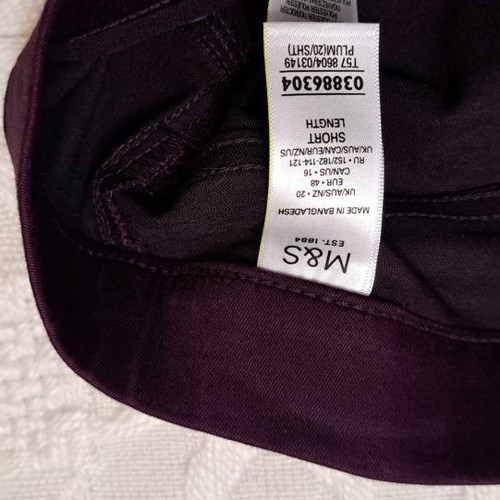 M&S purple pants used, size 20, elastic, cotton blend