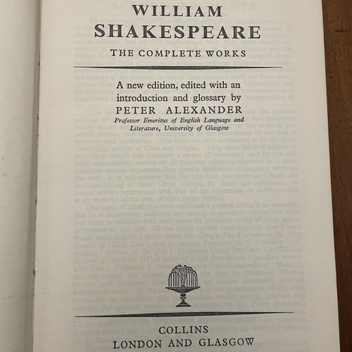 The Complete Works of William Shakespeare Collins edition 1975 like new