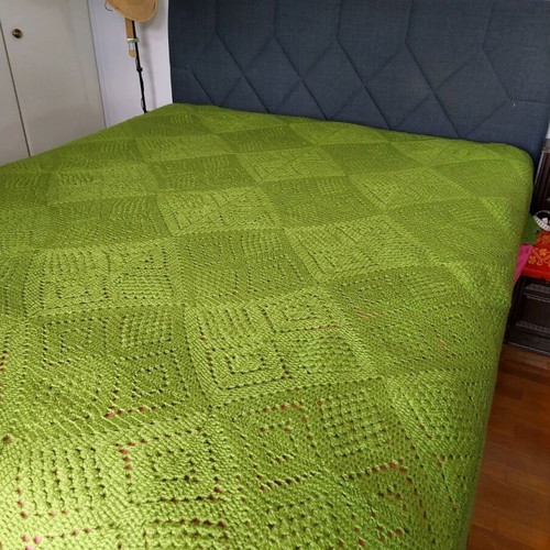 Vintage handmade blanket like new, cotton, green 2.20x2 meters
