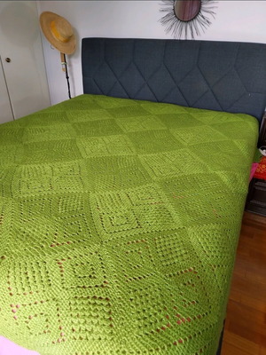 Vintage handmade blanket like new, cotton, green 2.20x2 meters