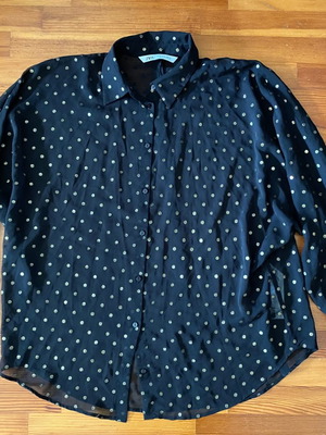 Zara shirt black transparent with gold polka dots used Medium