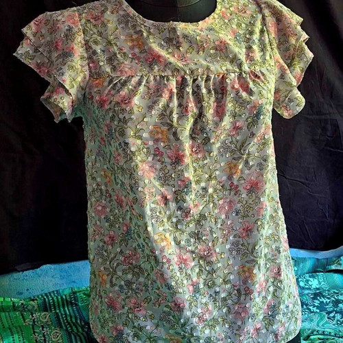 New Look Spring-Summer Blouse silk cotton size 34 colorful floral