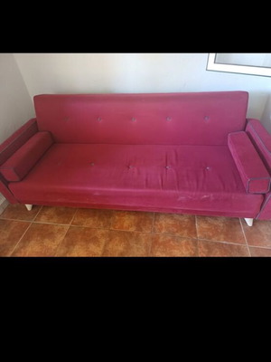 Three-seater sofa bed used, foldable double bed