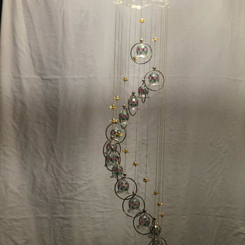 Glass wind chime used with gilded rings and mounting bracket