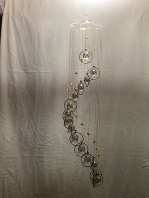 Glass wind chime used with gilded rings and mounting bracket