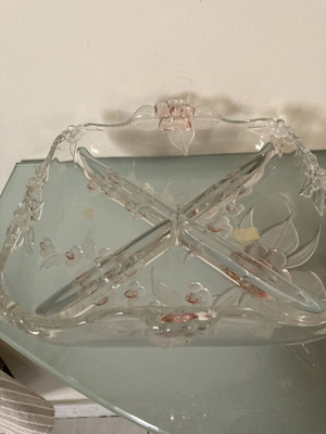 Vintage serving platter with carved floral design
