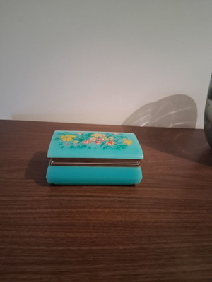 Vintage μπιζουτιέρα 60s/70s Made in Hong Kong μεταχειρισμένη, τυρκουάζ ρετρό