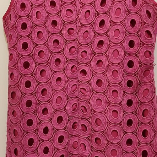 Almost Famous evening dress guipure lace with rhinestones size 14 large like new fuchsia