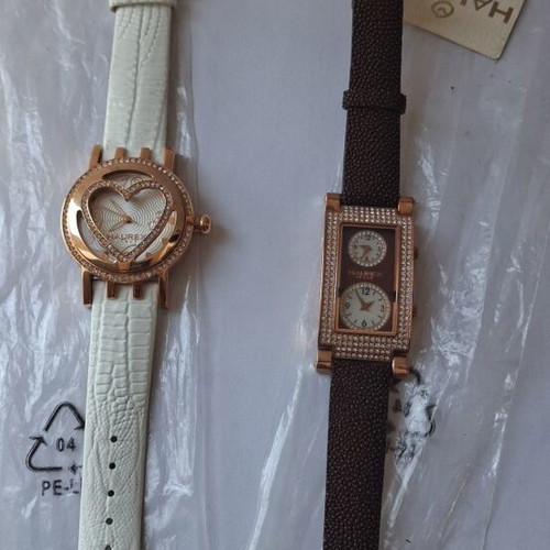 Haurex women's quartz watches new, brown and gold, set of two