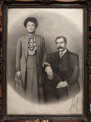 Old photograph 1898 used with frame and glass 44x33 cm