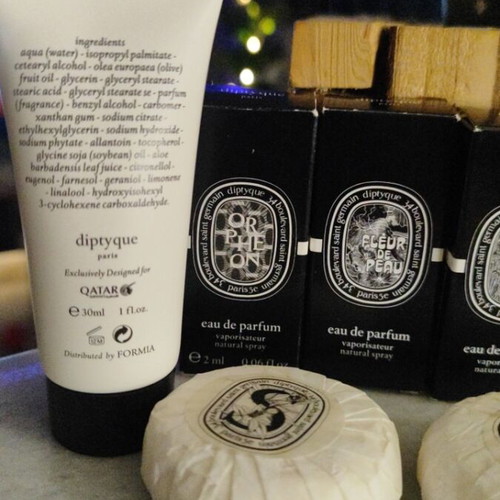 Diptyque Mega Perfume Set new, includes 5 Eau de Parfum, body cream, soaps