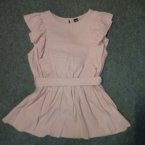 Pink sleeveless blouse with ruffles and peplum, like new, Shein