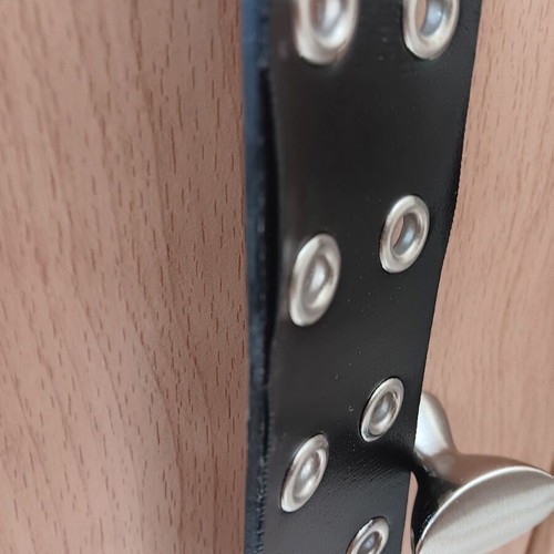 Leather belt unisex used with large studs, 95 cm black