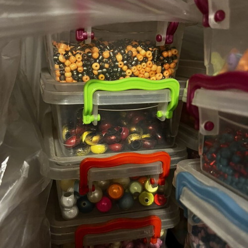 Large collection of craft beads, 40 boxes