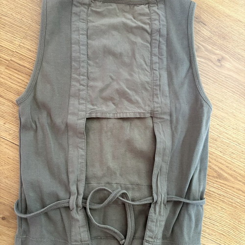 Crop top greenish grey with ties, size S