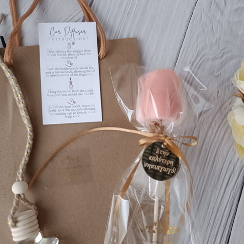 Aromatic Wax Rose and Car Diffuser Gift Set for Kindergarten Teacher