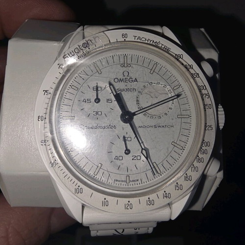 Omega Swatch Mission to Moonphase wristwatch brand new, white