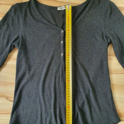 Timeout black ribbed blouse with glitter, size S, like new