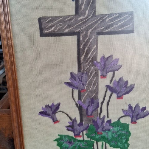 Embroidery old, good condition, 26×36 cm
