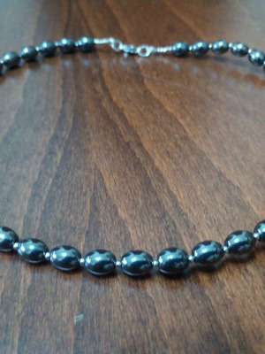 Necklace with hematite and silver elements used